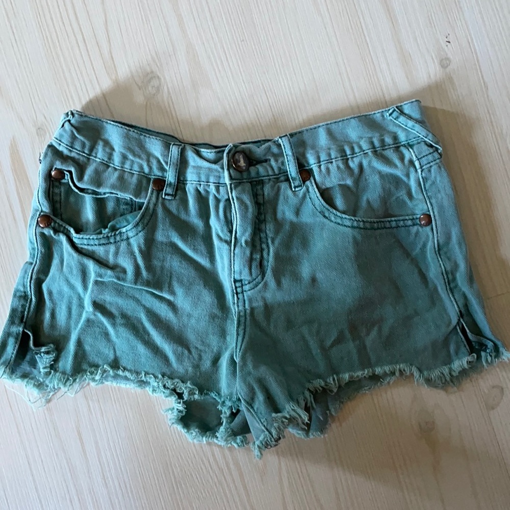 Free people greenish blue Jean shorts